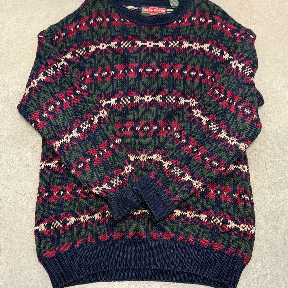 Vintage 90's Stone Haven Men's Knit Sweater Size Large Gorpcore Grunge Grandpa